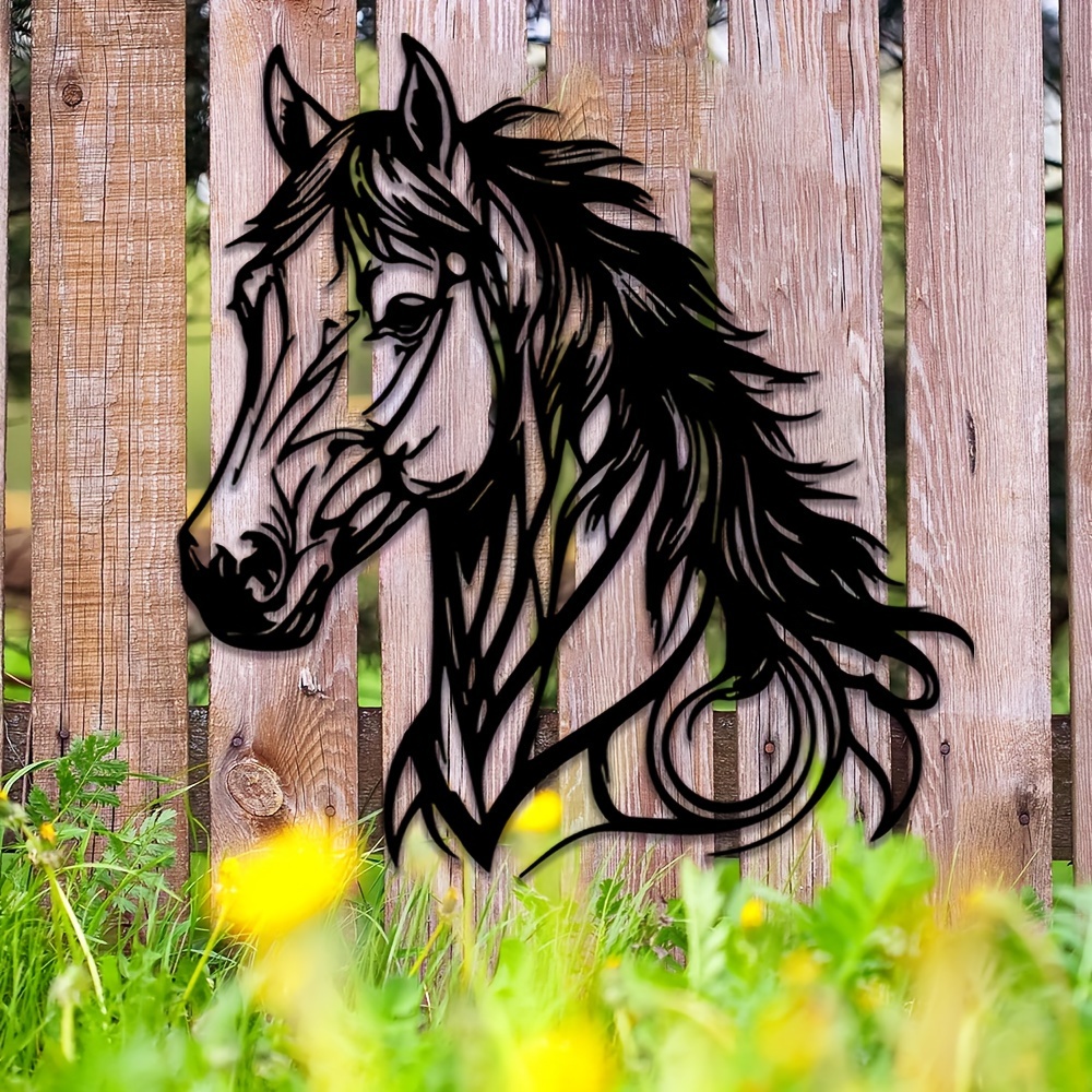 1pc Horse Wall Decor in Metal - Animal Themed Home Office Wall Hanging, Indoor Equestrian Art, No Electricity Needed, Transverse Orientation - Ideal Gift for Horse Lovers