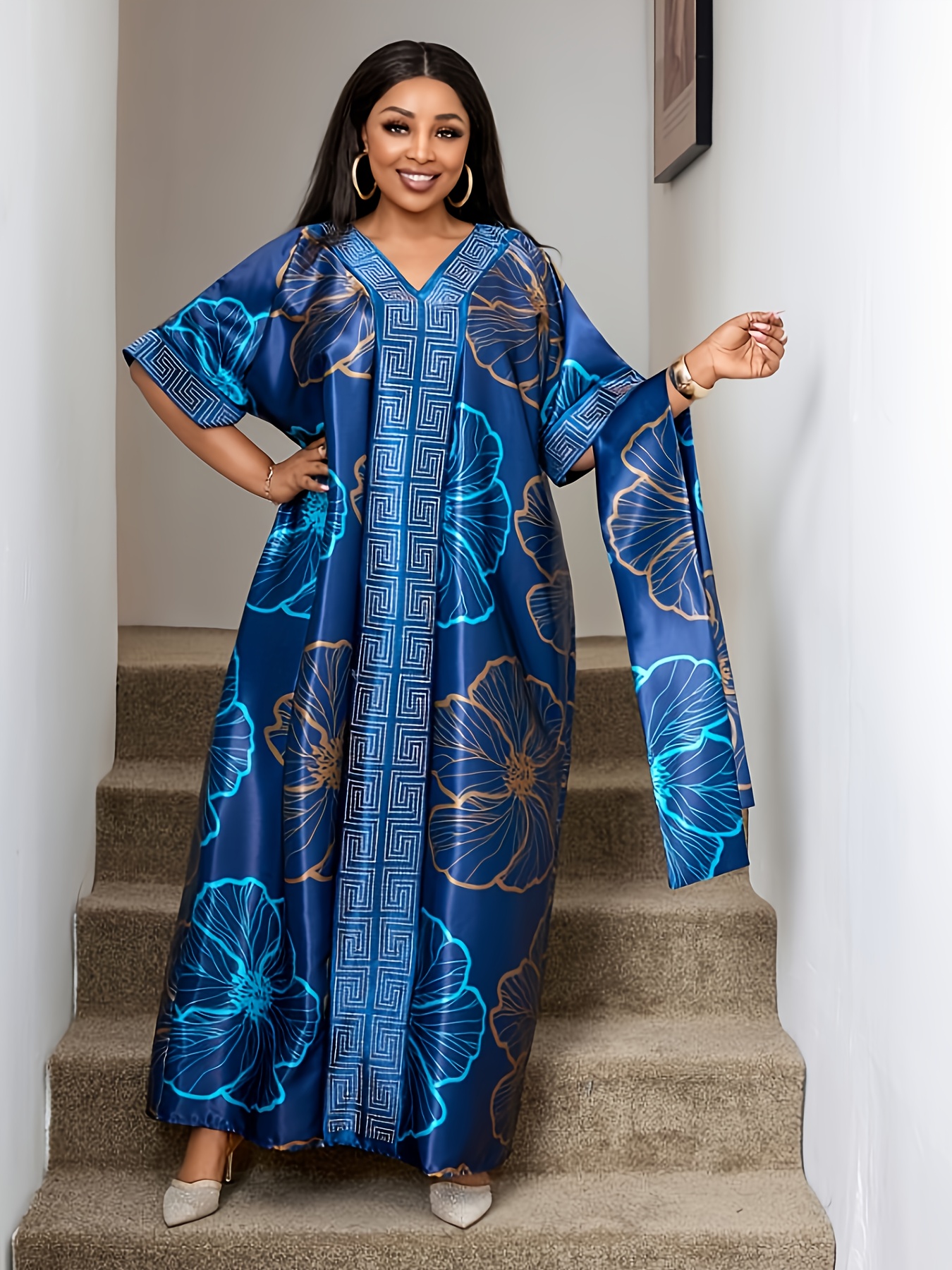 navy blue dress for baby girl Asymmetrical Kaftan in Crepe de Chine Royal White