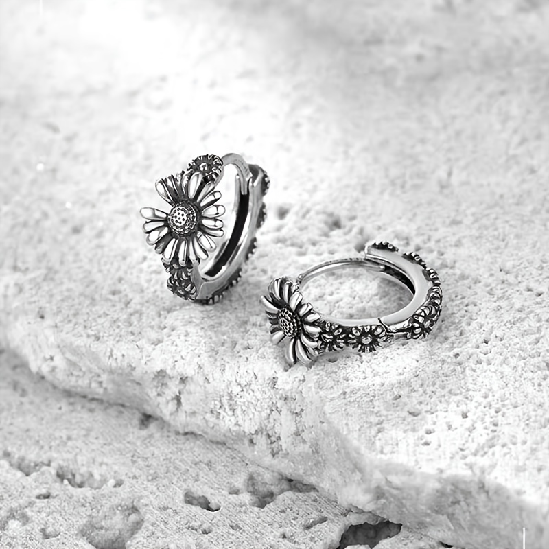 TEMU 2pcs Of Daisy And Sunflower Ethnic Style Ear Clips, Vintage And Hoops, Additions That Are Not Prone To Fading, Suitable For Everyday Decoration