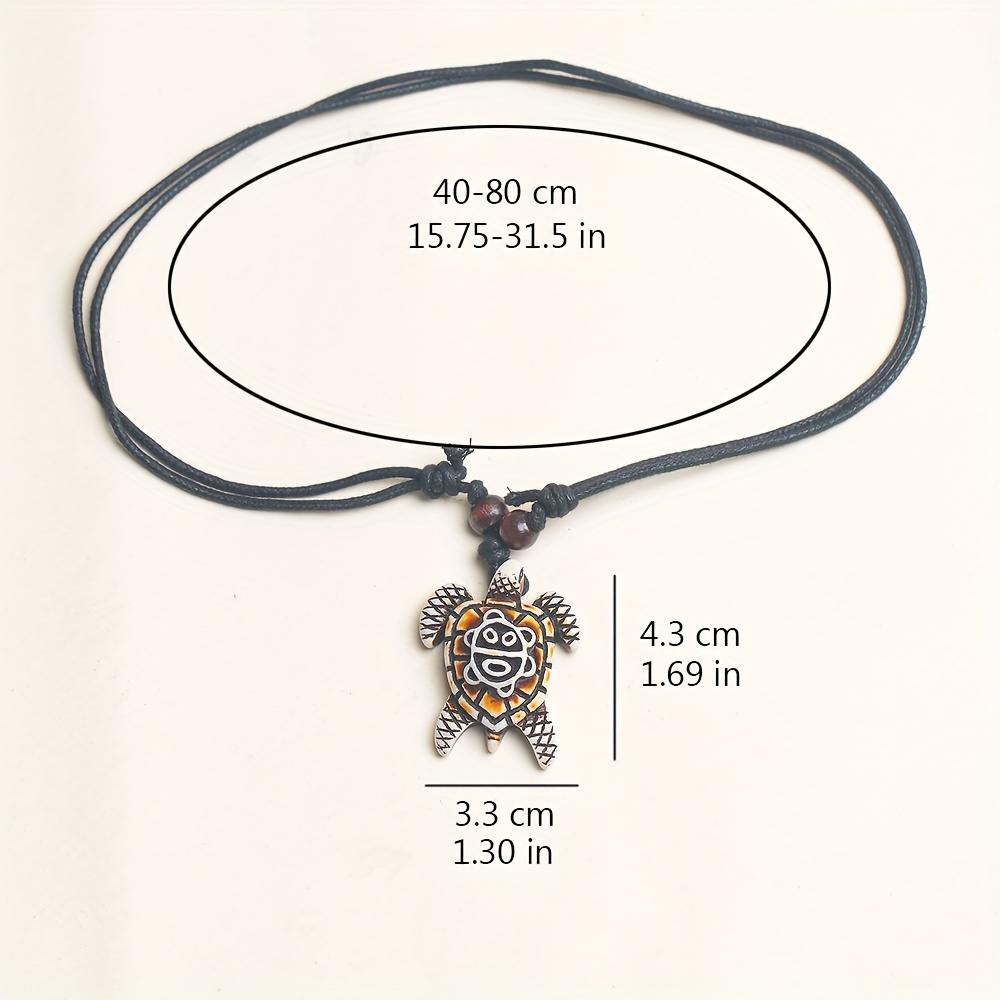 12pcs Vintage Adjustable Resin Turtle Pendant Necklaces