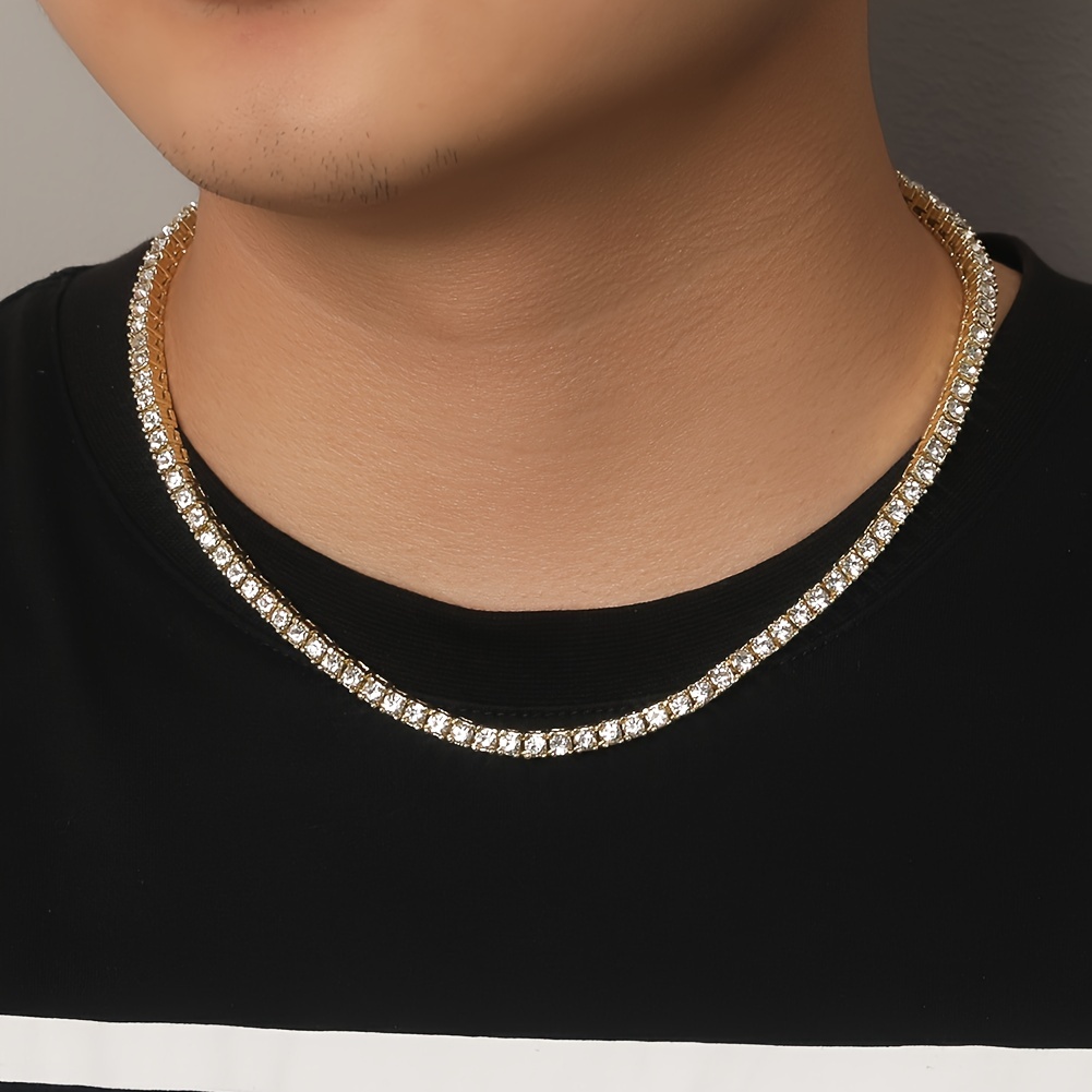 

Fashionable Popular Necklace Hiphop Hip Hop Street Full Synthetic Tennis Chain Men And Women Personalizity Clavicle Chain Necklace