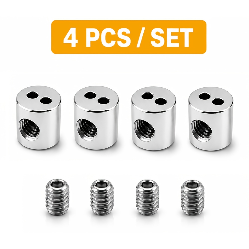 TEMU 4pcs Adjustable Wire Rope Clip, Metal Cable Clamps,double Hole Lock With Hex Screw, Heavy Duty Wire Rope Suspension Clamp For Hanging Lights,