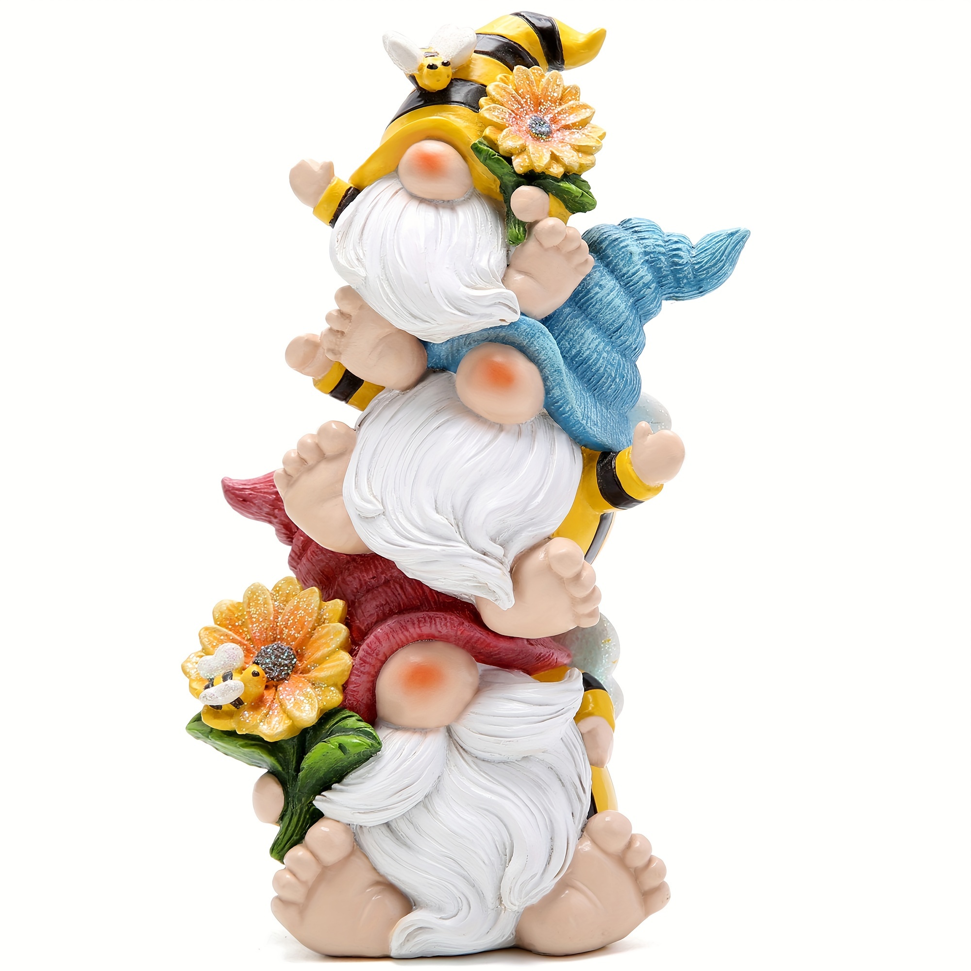 

1pc Resin Figurine With Bees And Flowers - Indoor & Outdoor Decorative Garden Elf, No Electricity Needed, Room Accent For Home & Garden