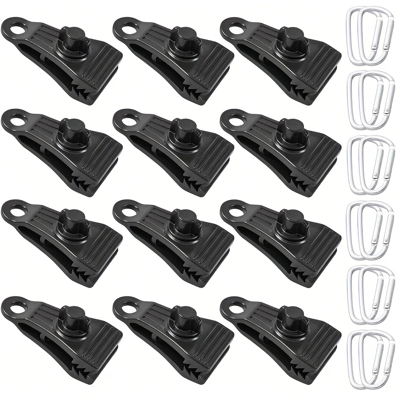 TEMU 24 Heavy-duty Tent Clips With Locking Grip - Adjustable Thumb Screw Tent Fasteners, Suitable For Camping, Canopies, Rv Roofs, Car Truck Pool