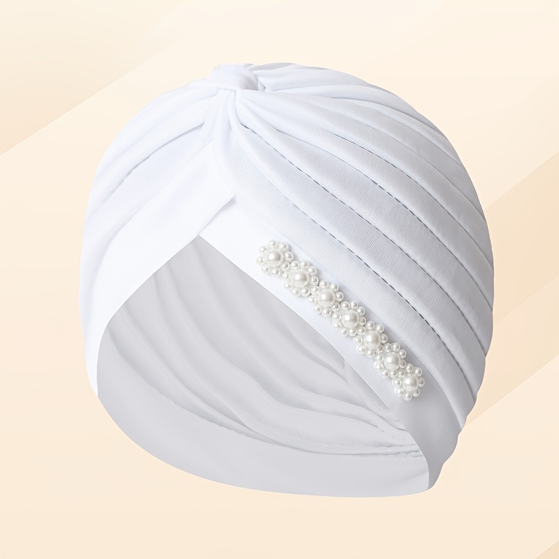 TEMU 1pc Fashion Solid Color Handmade Flower Women's Brimless Beanie Headscarf Hat, Multiple Colors , Suitable For Daily Use