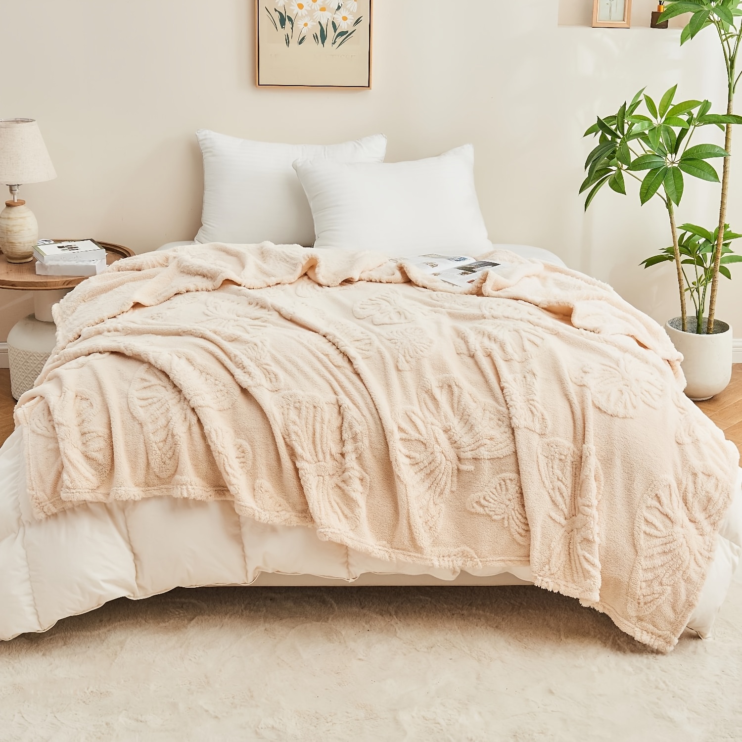 Premium 3d Tufted Throw Blanket - Textured Flannel Fleece, Lightweight & Breathable | Multi-setting Use: Bed, Sofa, Office & Camping | Machine Washable, | Decor Accent