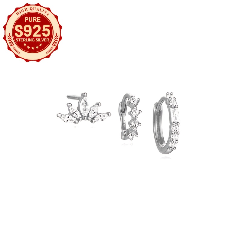 Women's S925 Fan-Shaped Stud Earrings, Elegant & Cute