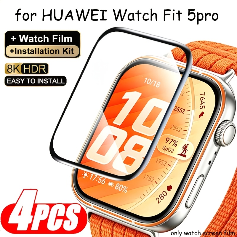 TEMU 4pcs [] Watch Soft Film Screen Protectors For Huawei Fit5/fit5 Pro, High-quality Material, Hd Full Coverage, , Without Bubbles For Huawei Watch