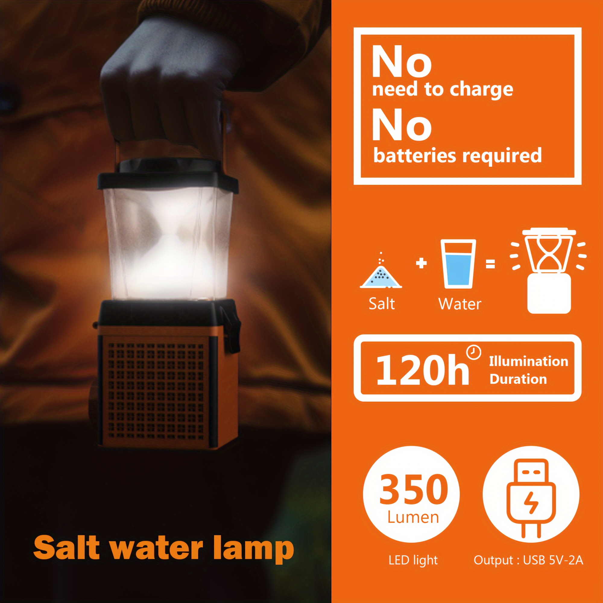Portable Saltwater Led Emergency Lamp Lighting For Power Outages Rainy