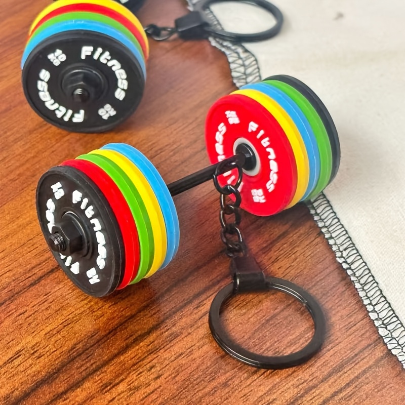 mini barbell keychain thick pvc removable colorful metal Temu