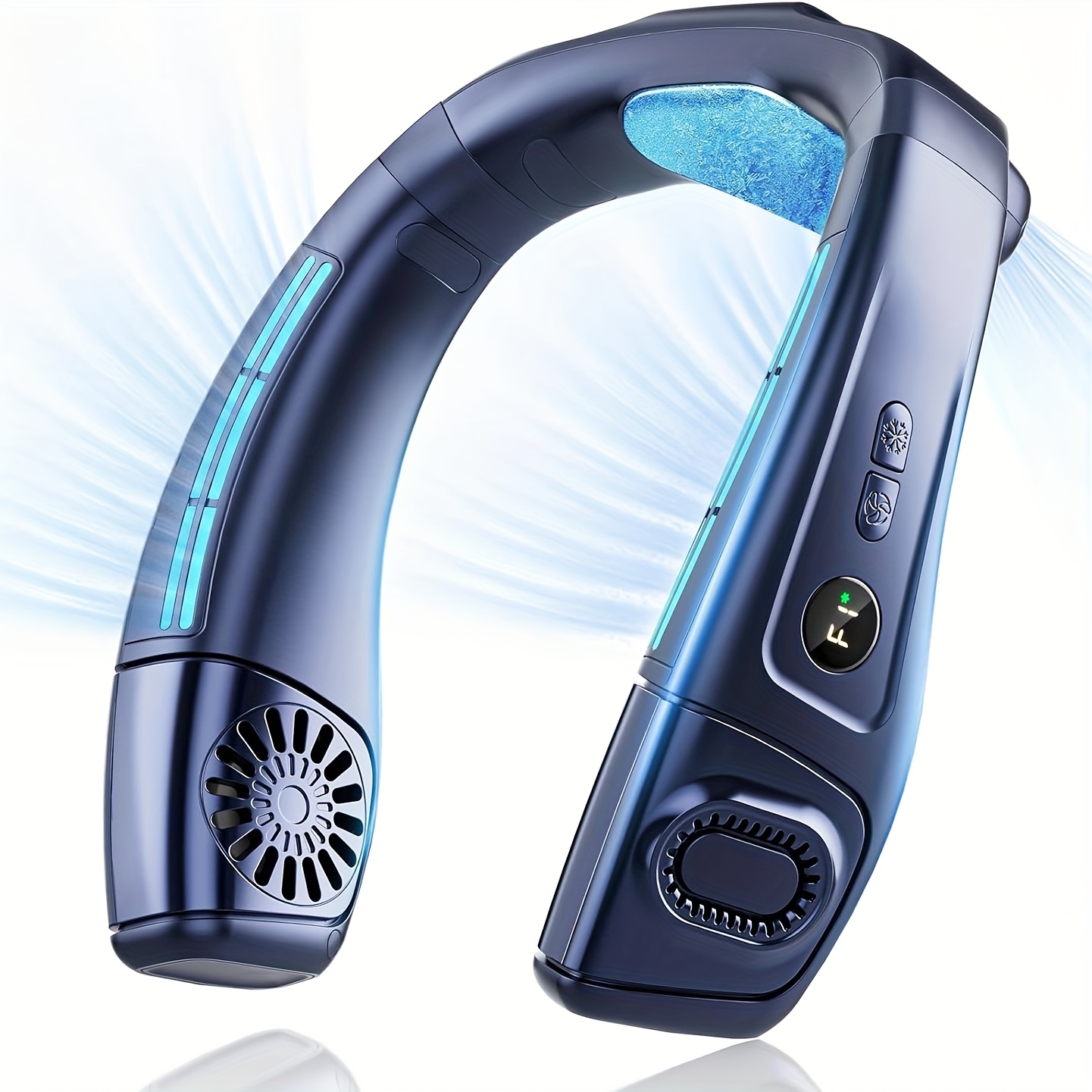 5200Mah Neck Fan, Portable Air Conditioning Fan, Ergonomic Personal Cooling Fan, Type-C Rechargeable, 3D Airflow Wearable, LED Screen, 3 Modes, a Gift for Men And Women, Suitable for Outdoor Travel And Indoor Use