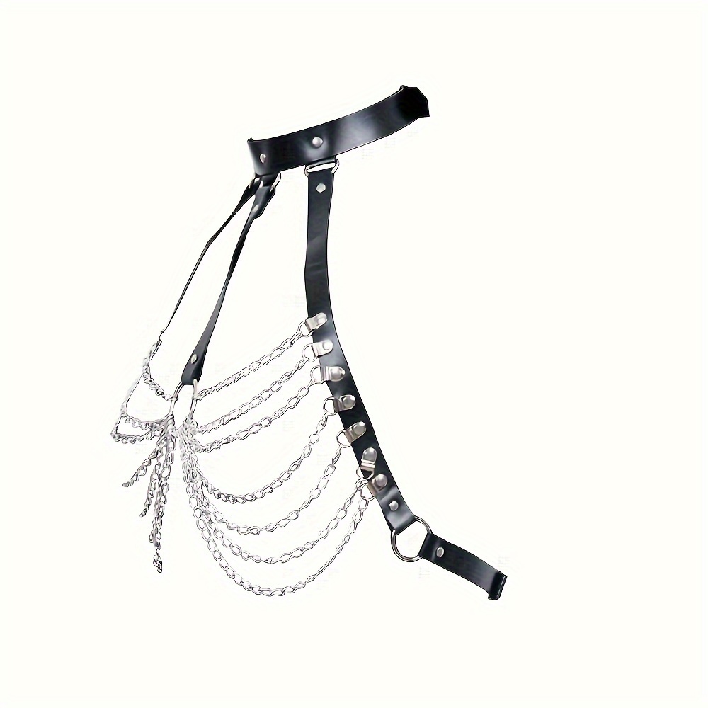 Chain Tassel Bra Harness Women Gothic Hollow Pu Leather Body - Temu