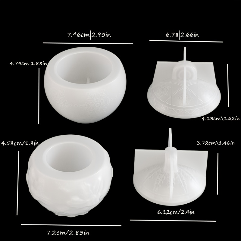 TEMU 4pcs Set Of Silicone Molds For Christmas Ball Storage Jars, Snowflake And Berry Embossed Resin Casting Mold Set, Diy Candle Holder And Plaster