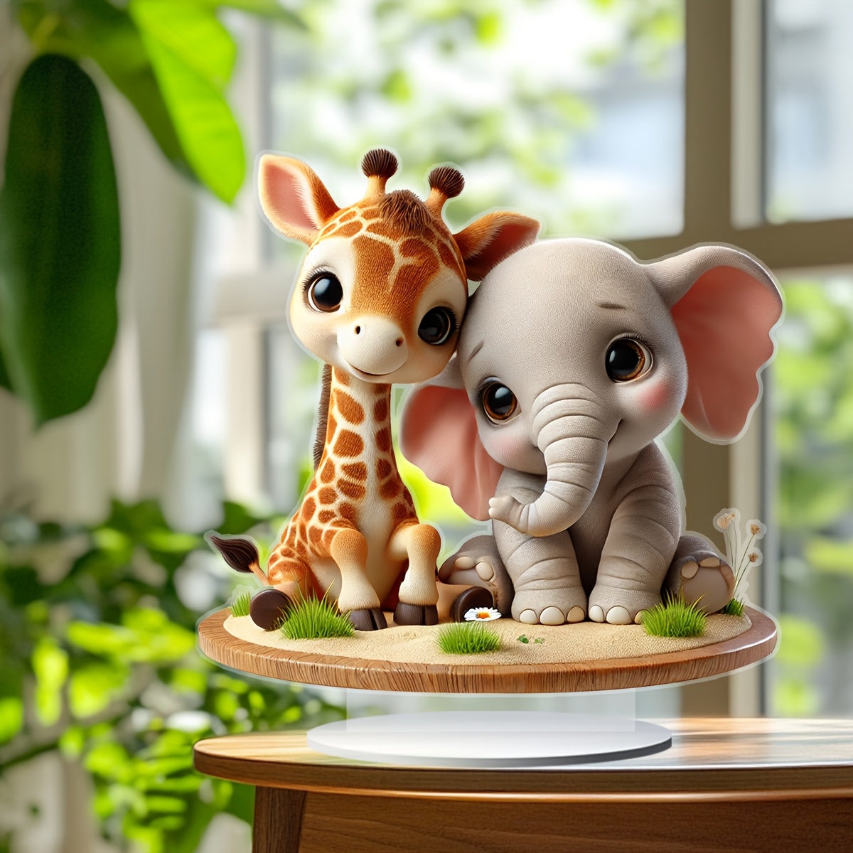 

1pc Acrylic Giraffe And Elephant Tabletop Decor - Multipurpose Animal Theme Ornament For Home, Office, Cafe, Bedroom - New Year's Enhancer, Text-free