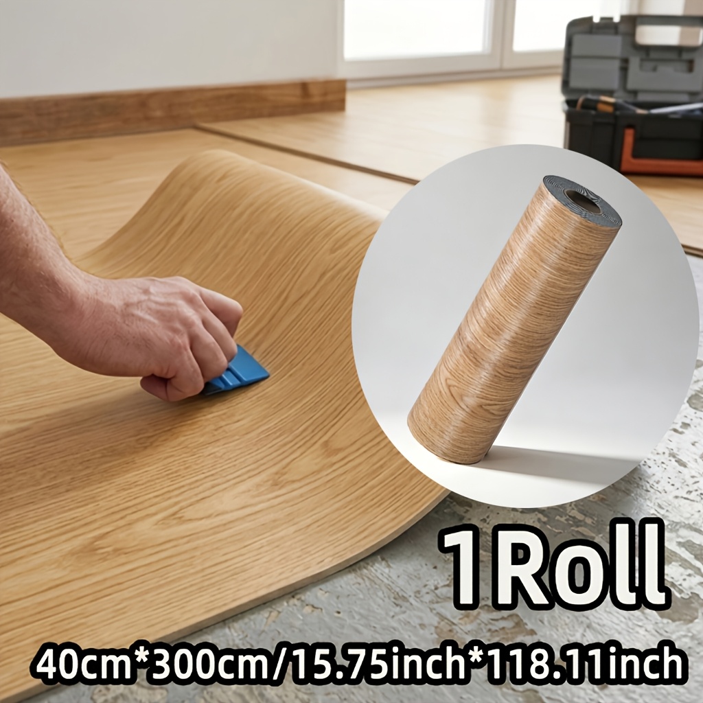 TEMU 1 Roll 300cm Long Pvc Thickened 3d Texture, Retro Wood Floor, Self-adhesive, Easy To , Peel And Stick, Wear-resistant, Easy To Clean, Suitable