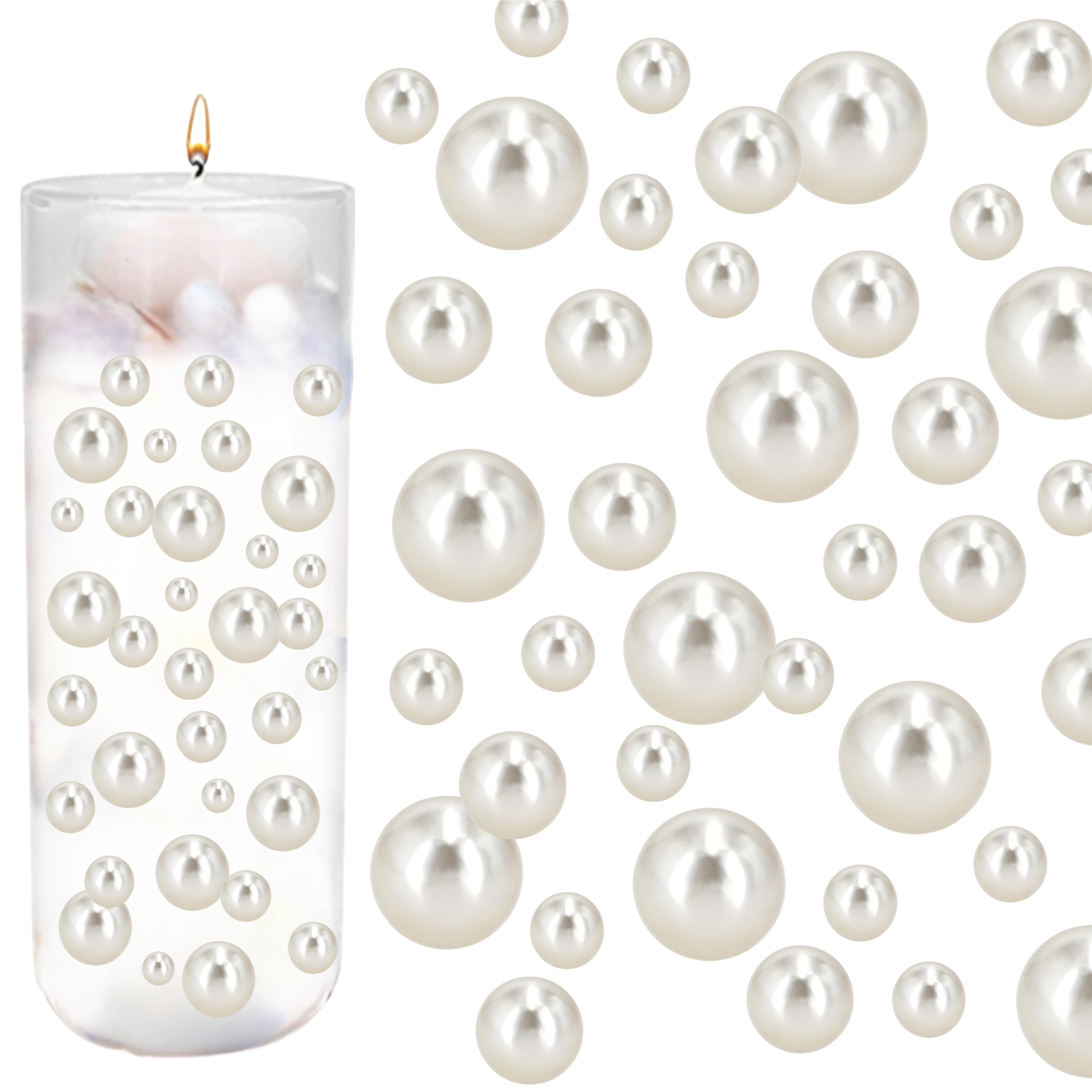 565pcs Of 5/8/12mm Pearls For Centerpiece Vases, Decorative Fillers For Vases, Beads For Wedding Party Decorations, Craft Pearls