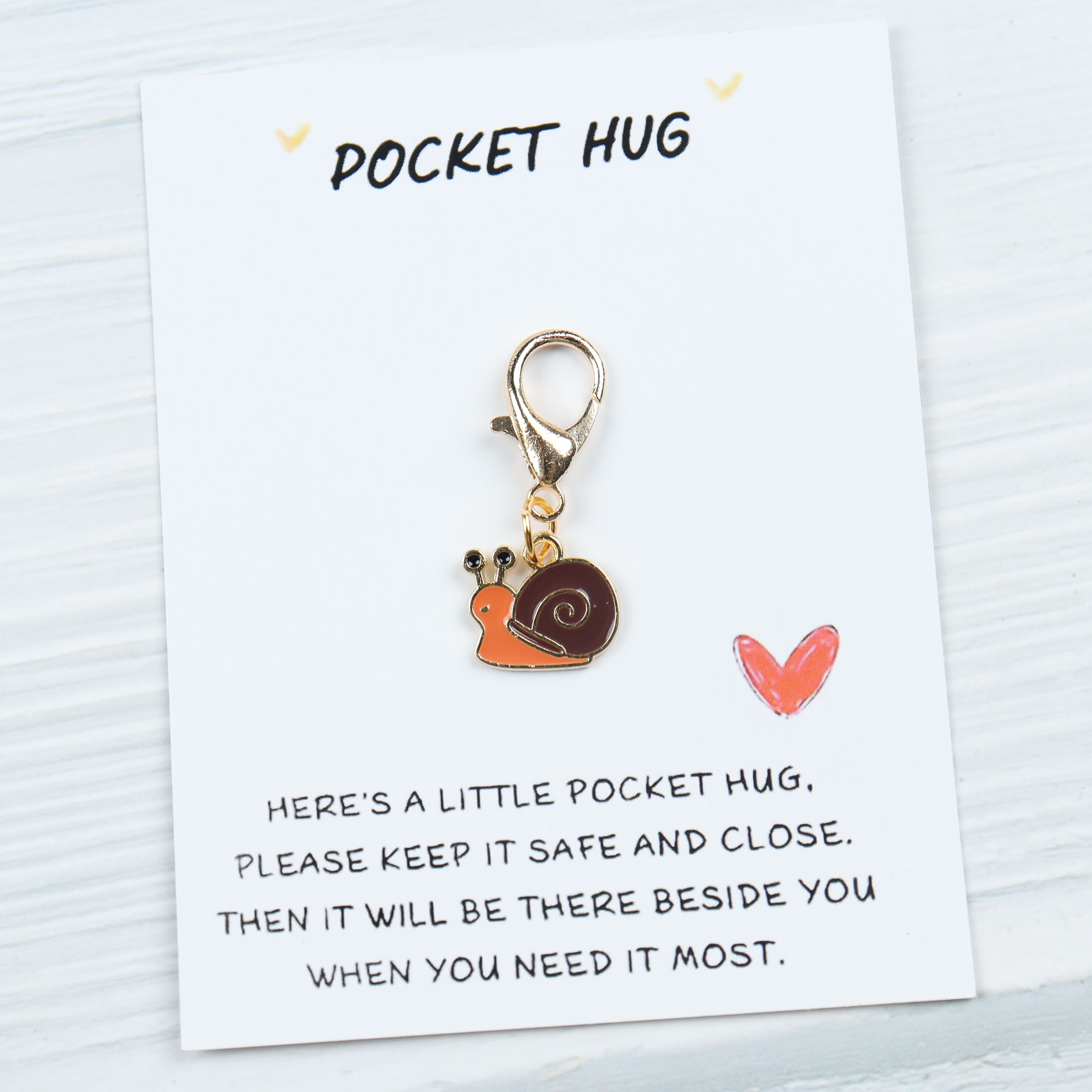 

Mini Snail Keychain With Pocket Hug Card - Perfect Inspirational Gift , Encouragement & Back-to-school