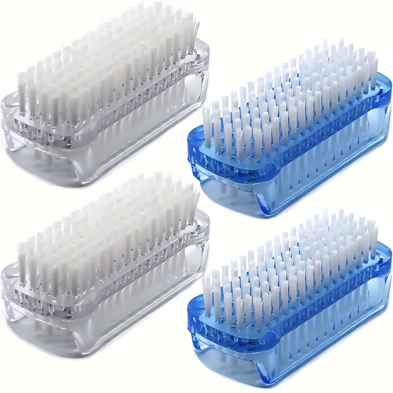 4pcs Hard Bristle Dual Head Nail Brush | Wide+narrow Pp Bristles | Deep Cleaning Dirt And Dead Light Beige Light Beige | Dual-use For Home And Travel