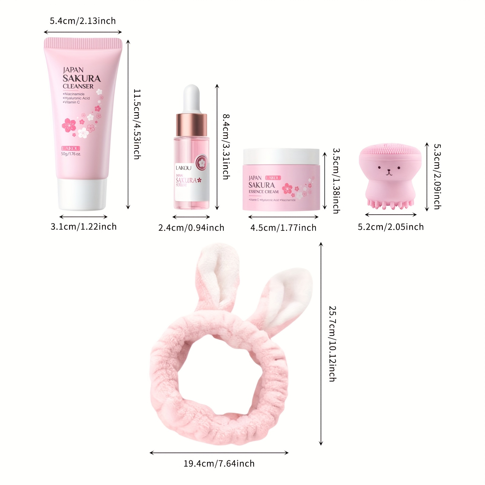 japan sakura skincare set 5pcs travel kit cleanser - Temu