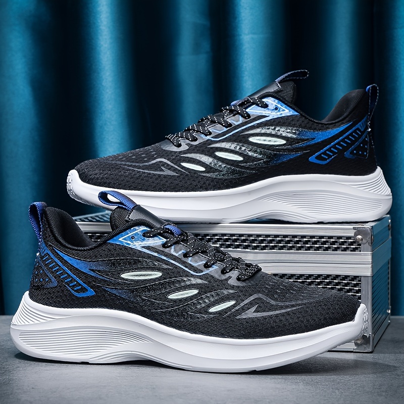 Plus Size Men's Trendy Woven Knit Breathable Running Shoes, Comfy Non Slip Soft Sole Durable Sneakers For Men's Outdoor Activities