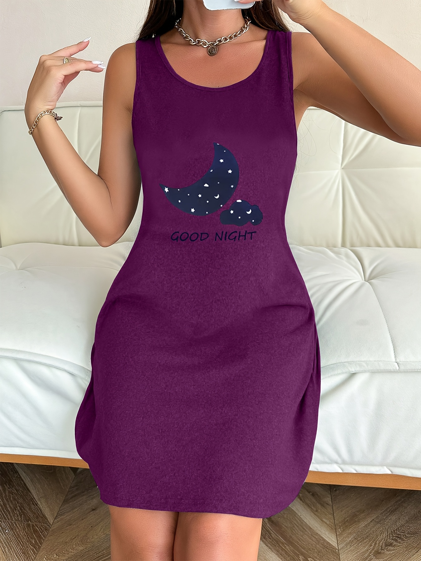 cute short night dress Linen Short Night Gown RIVER XXL / Milky White