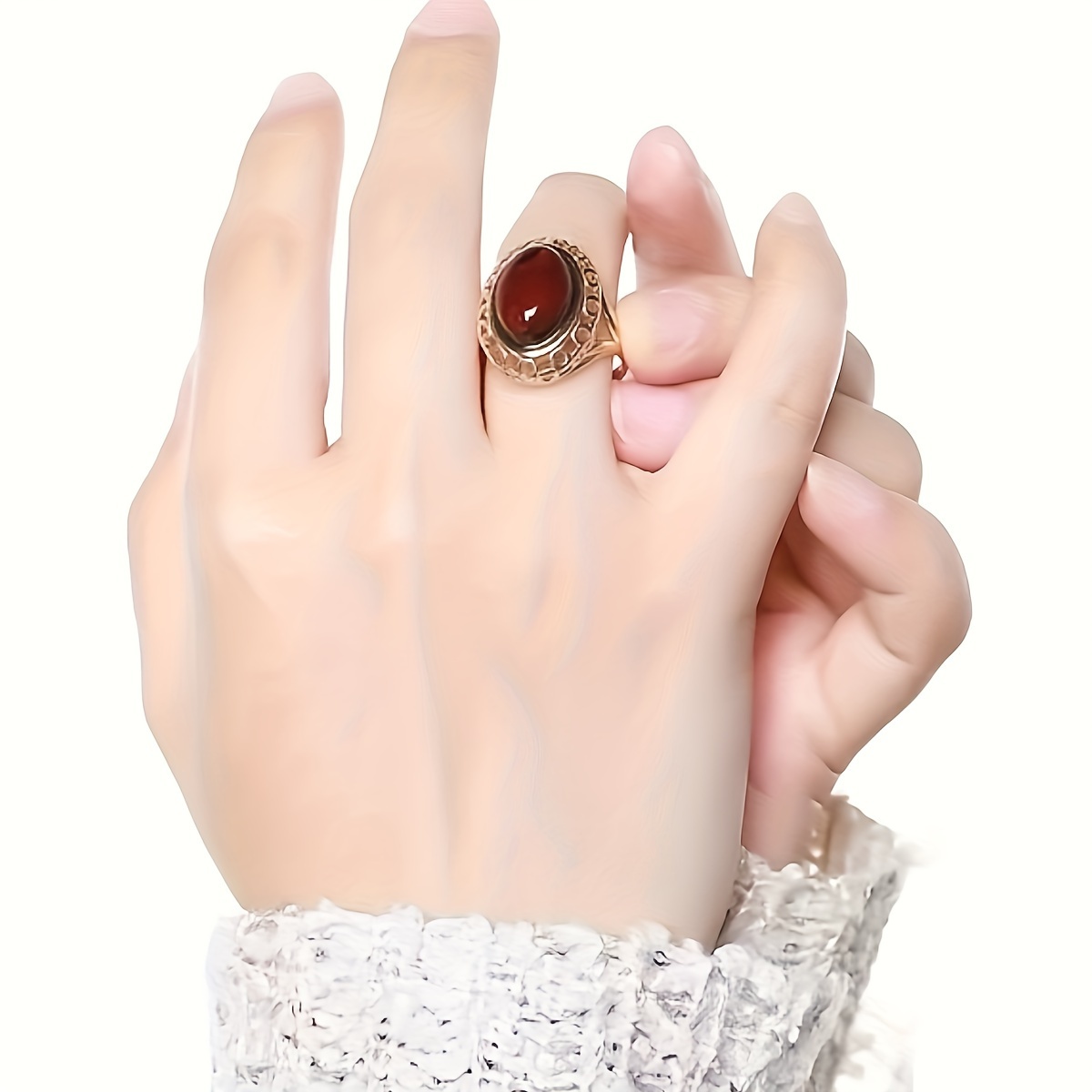 Women's Hollow Oval Resin Fashionable Single Ring