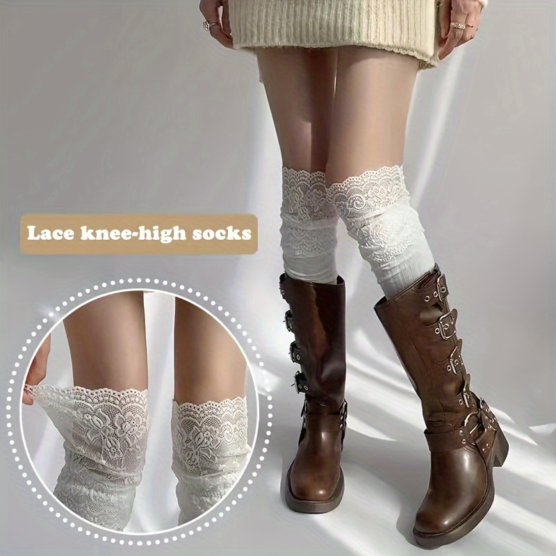 

Women's Lace Thigh High Socks, Over-the-knee Warm Stockings, Long Tube Boot Socks And Leg Warmers For Fall And Winter Fashion For Fall & Winter