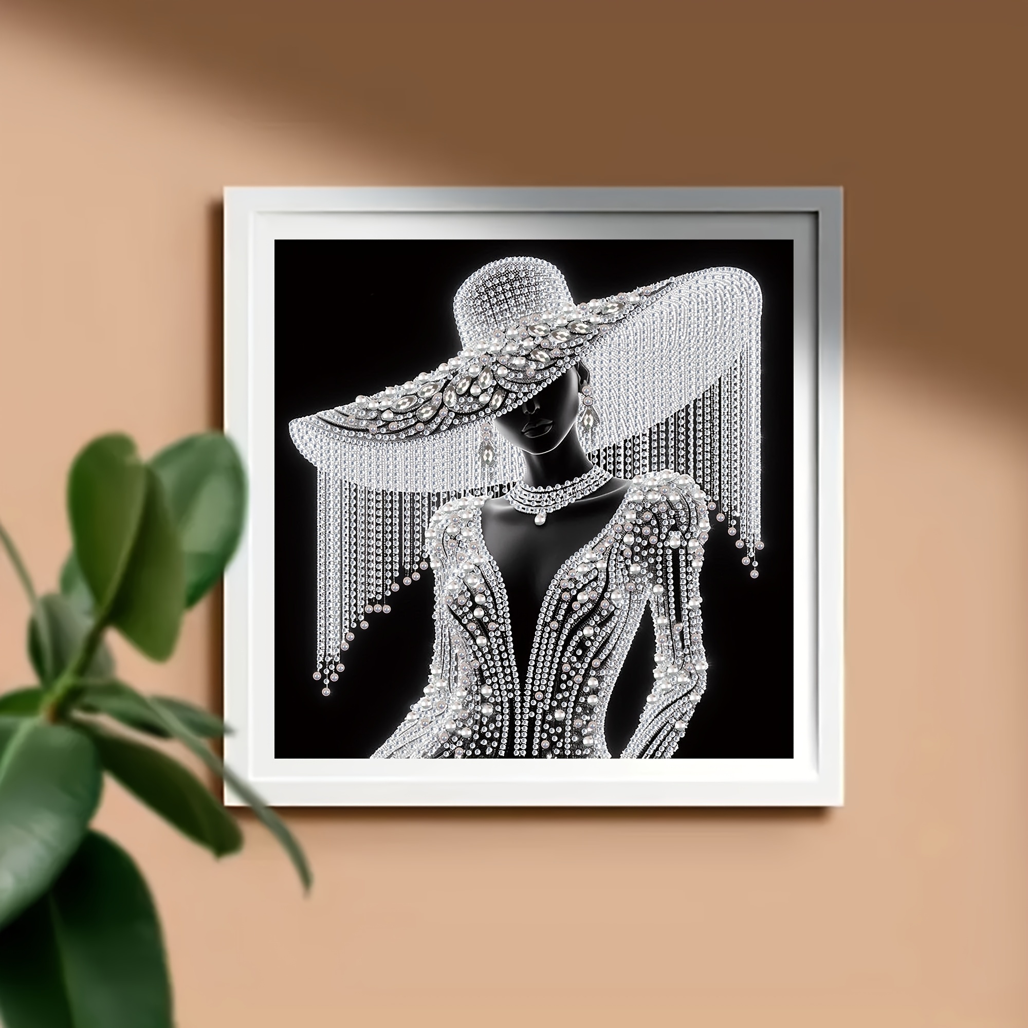 Pavemlo Kit Completo 5D Diamond Painting - Donna Con Fiore, Mosaico Di Strass Fai Da Te 30x40 Cm, Decorazione Parete - 2