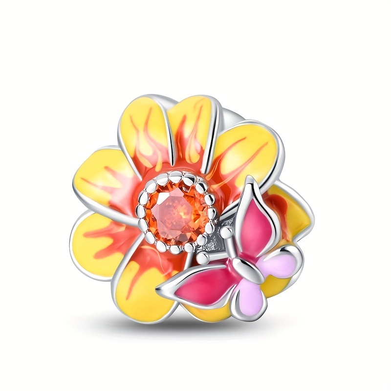 Image of A Silver-plated Flower Bead Is Perfect For Original Bracelets, Necklaces, And Pendants As Gifts For Women, Suitable For Everyday Use, Birthdays, Parties, And Holidays