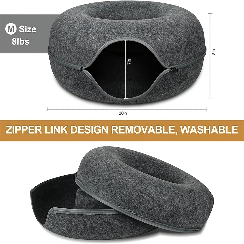BANBERS Cat Tunnel Bed, Cat Tunnel, Indoor Cat Hiding Place, Donut Cat Bed, All-season Cat Bed And Cat Hole (dark Gray, Light Gray, 20 Inches, 24 Inches)