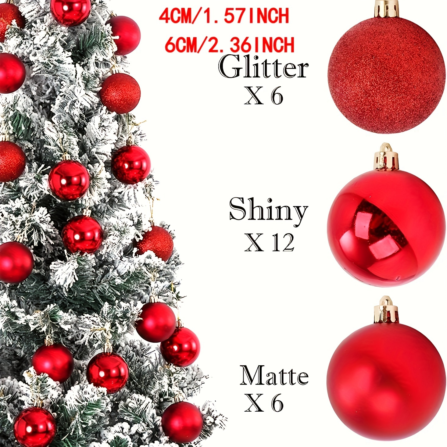 12pcs Christmas Ball Ornaments Shatterproof Clear Large Plastic Hanging