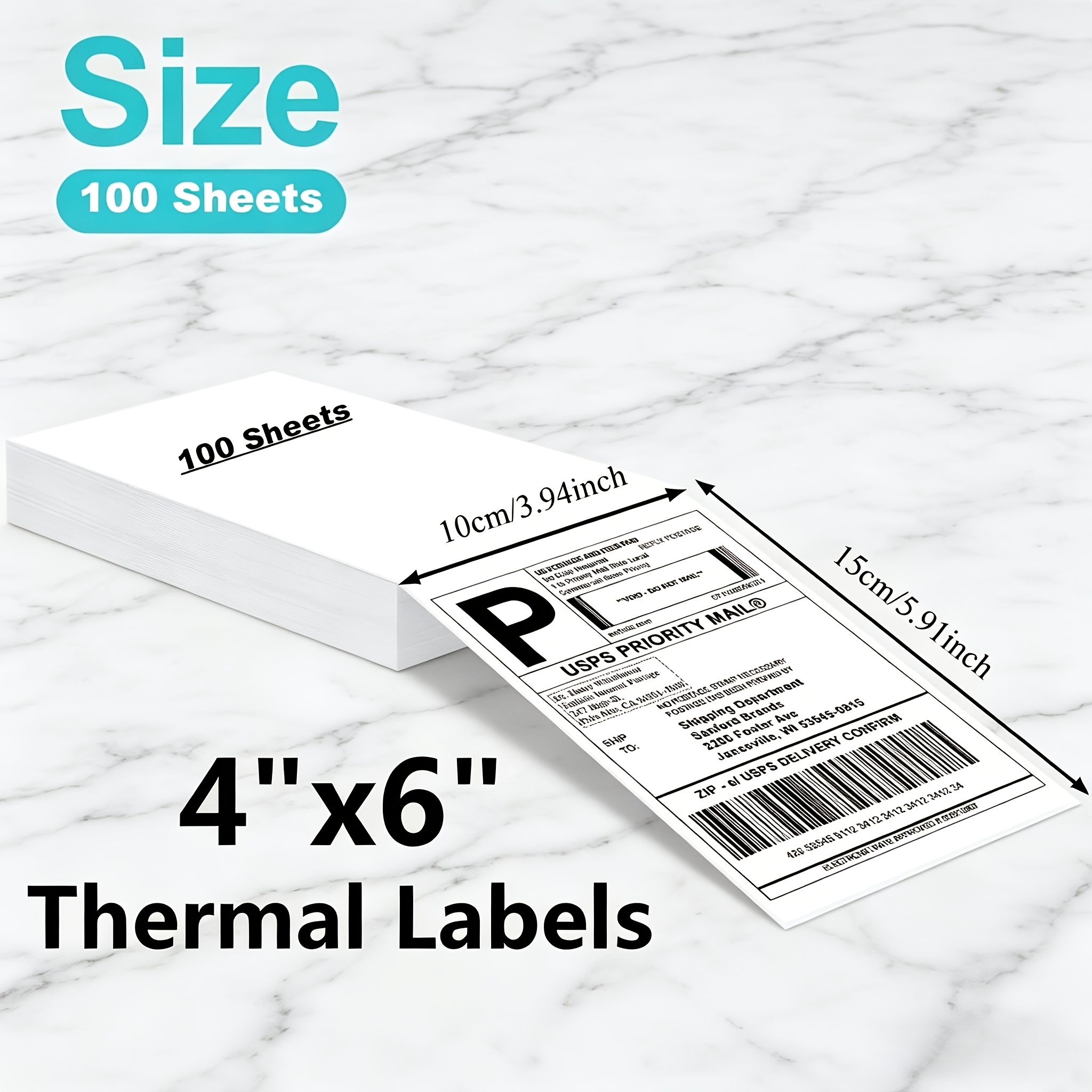 100 Labels/stack 4"x6" Thermal Labels, Direct Thermal Labels, Strong Permanent Adhesive, Clear Printing, Commercial Grade, Compatible With Most Thermal Printers (white,1 | 100 Labels)