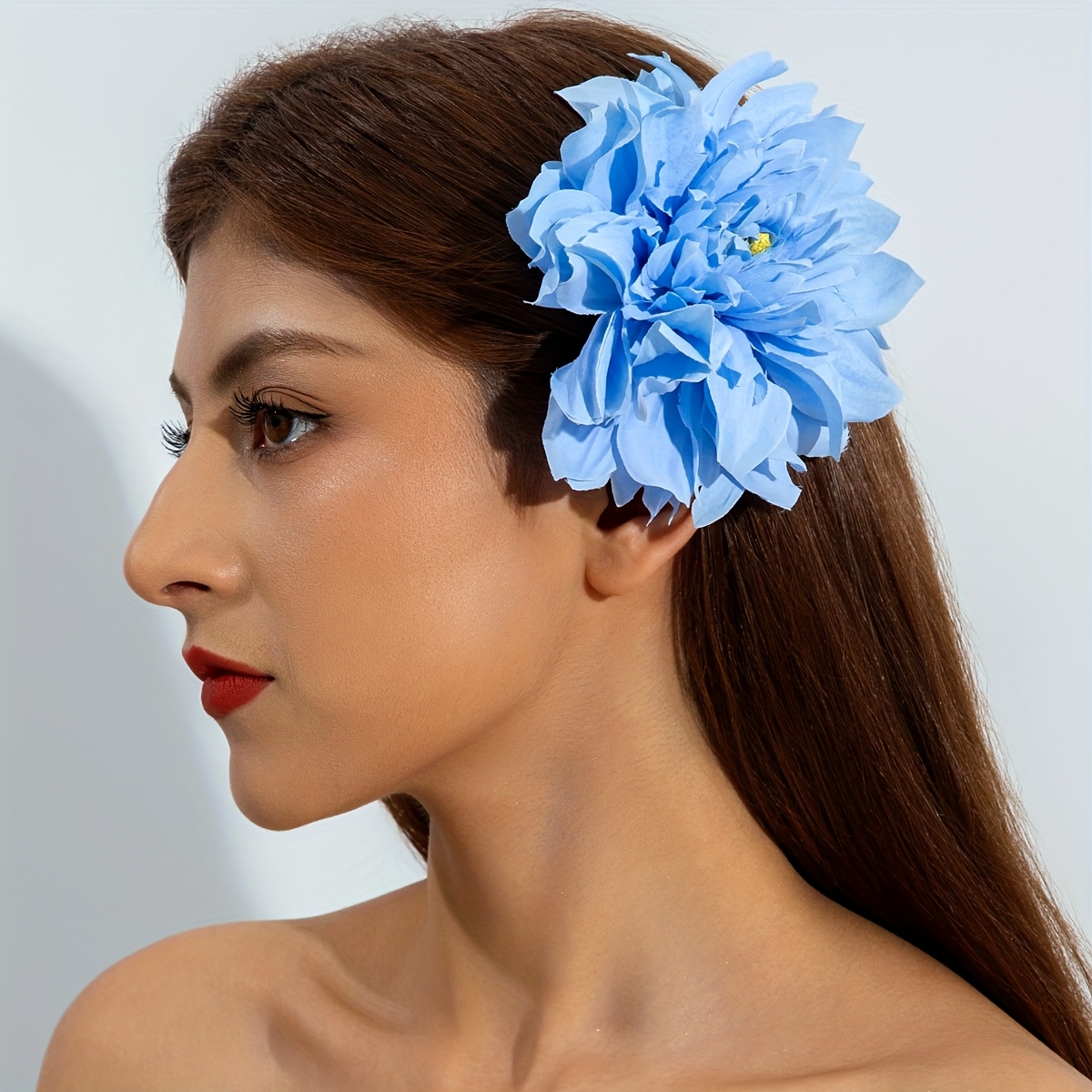 TEMU 1pc Accessoire de Cheveux Élégant en Tissu 3D à Motif Fleur, Bijou Corporel pour Femmes, Idéal pour Bal, Fête, Rassemblement, Cadeau pour Amies