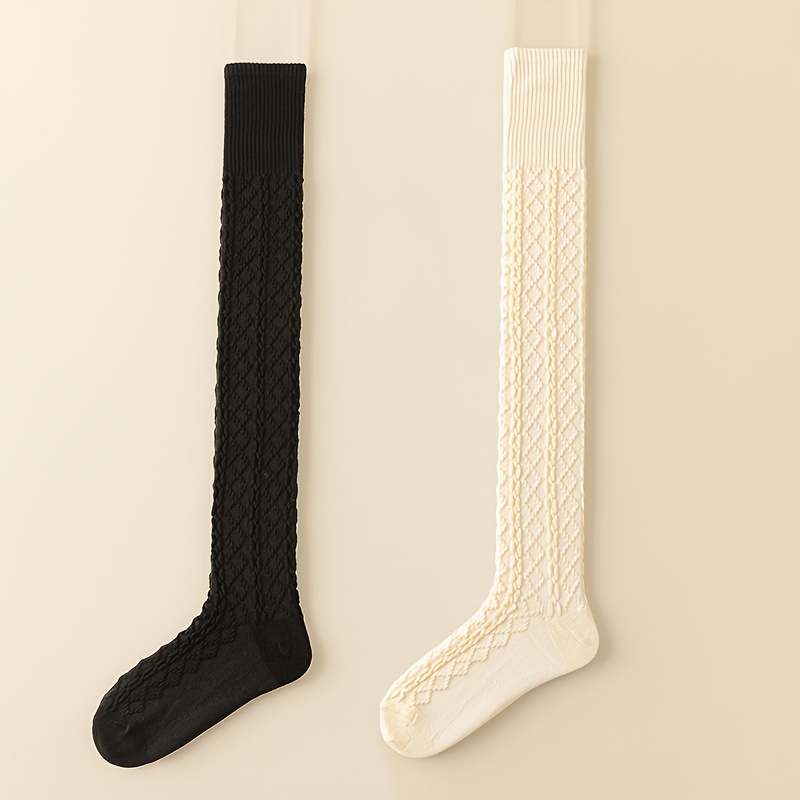 Women's Long Socks Cable Chain Design Multicolor Fashion Versatile Individual Trendy Over-the-knee Socks Thigh Socks Suitable For Daily Wear