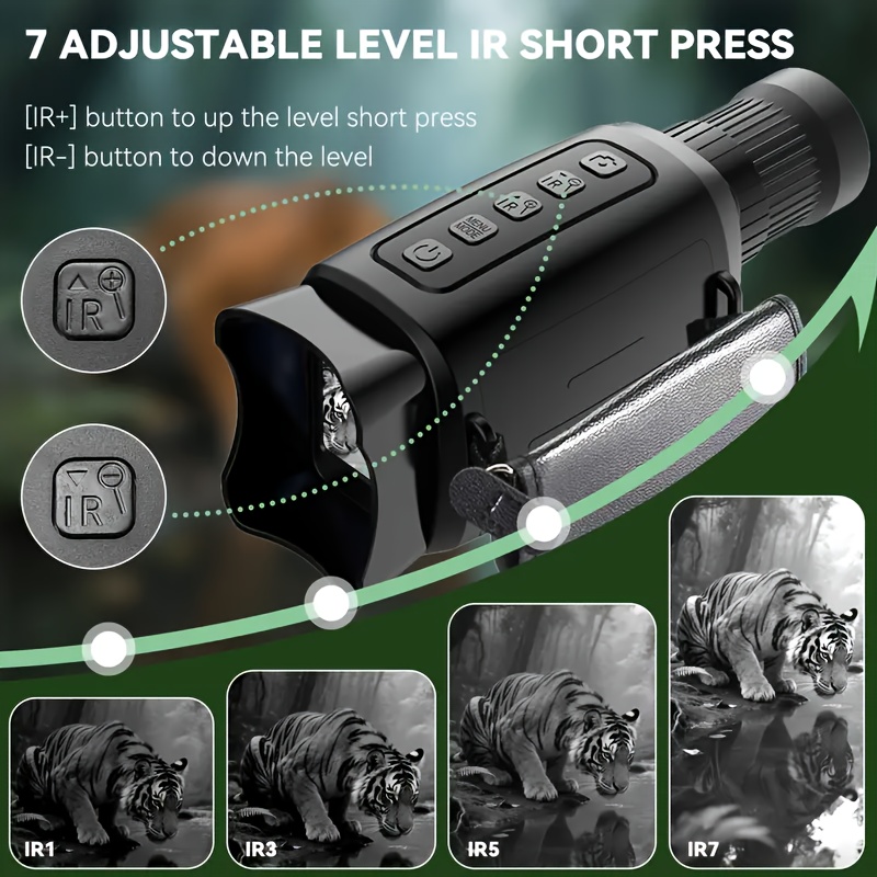 Monoculaire Vision Nocturne 1080P - Pour Aventuriers, Monoculaire Numérique Vision Nocturne, Alimenté par Batterie, Design Portable avec Batterie Rechargeable 1800mAh, Chargement USB, Idéal pour Surveillance Nocturne, Voyage, Exploration, Cadeau pour Halloween/Noël/Thanksgiving Détails du produit 8