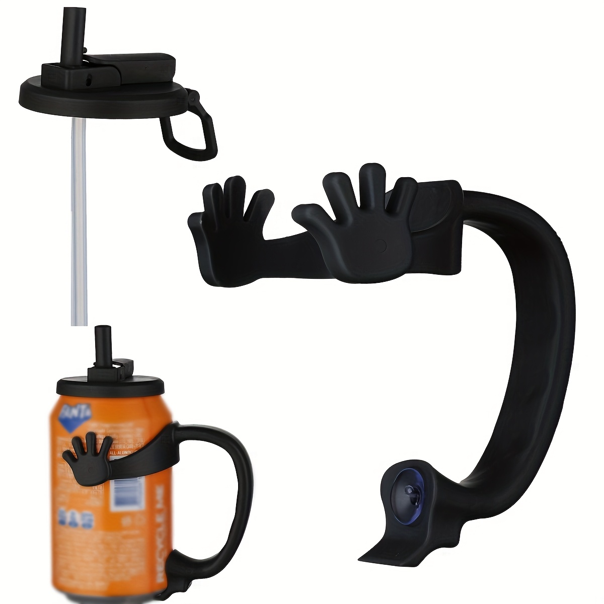 Image of 2pcs Soda Can Handle Grips And Lids, Durable Plastic Beverage Can Holder Fit 6.6cm/ 2.6inch Body 5.4cm/2.16inch Mouth 330ml 355ml Standard Soda Beer Cans, Beverage Cooling Additions