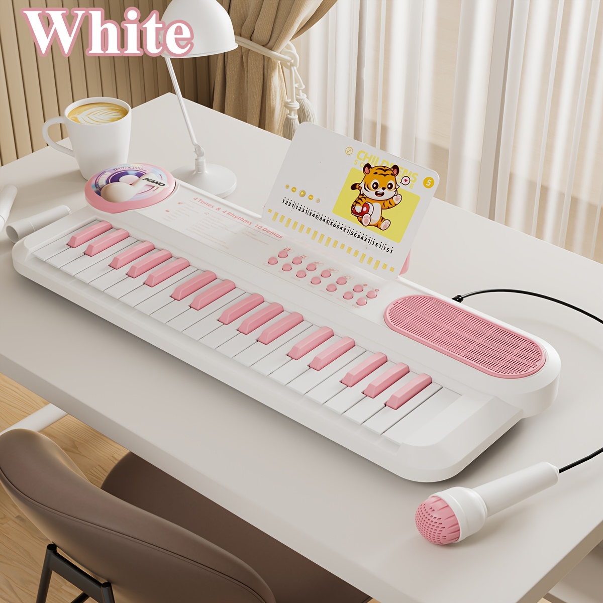 TEMU White Keyboard , Multi-functional Instrument, Beginner's Piano For , Finger Music Playset, Ideal For Christmas, Halloween, Birthday Gift, Usb Or