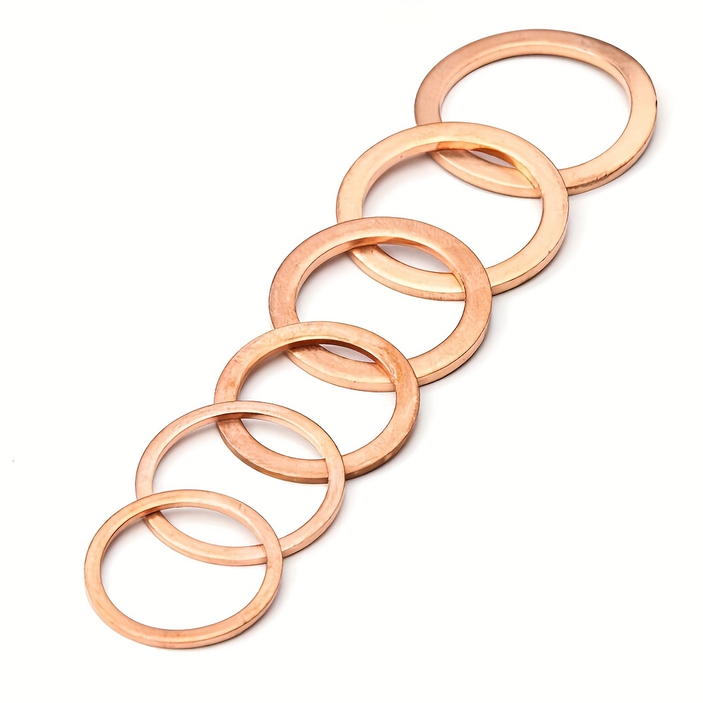 100pcs Copper Crush Washer Gasket Set Flat Ring Seal Assortment Kit