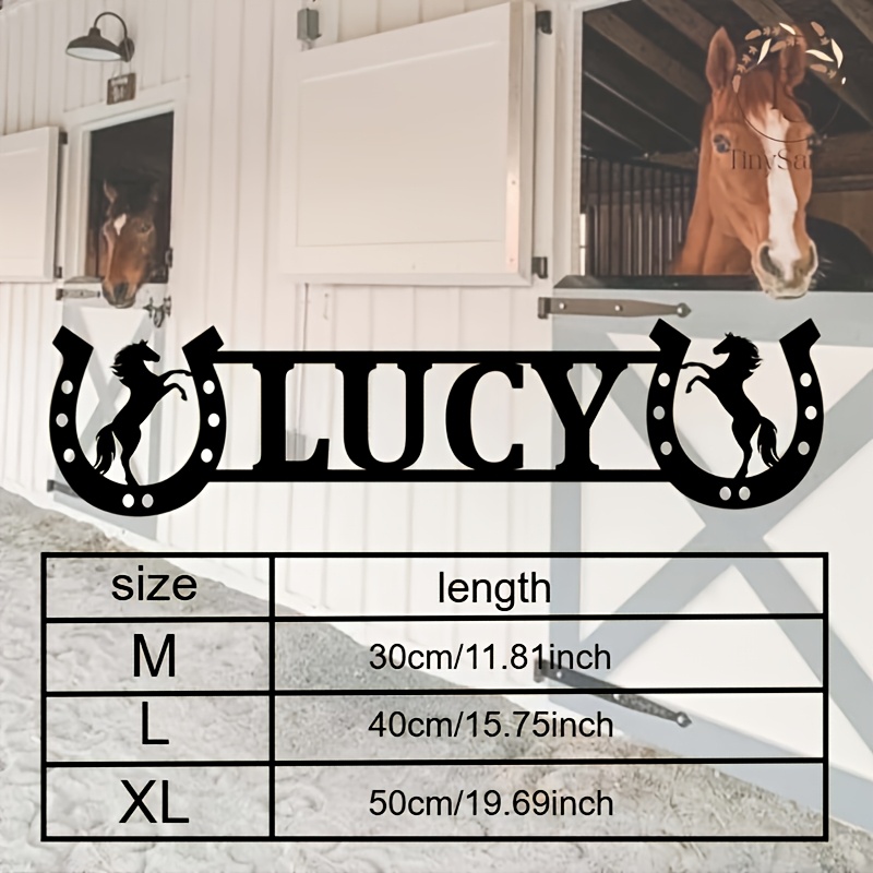 TEMU Custom Horse Sign And Stable Number - Wall-mounted Equestrian Logo With Name/number/date, Sturdy Sign, Ideal For Barns, Farms/horses, Seasonal