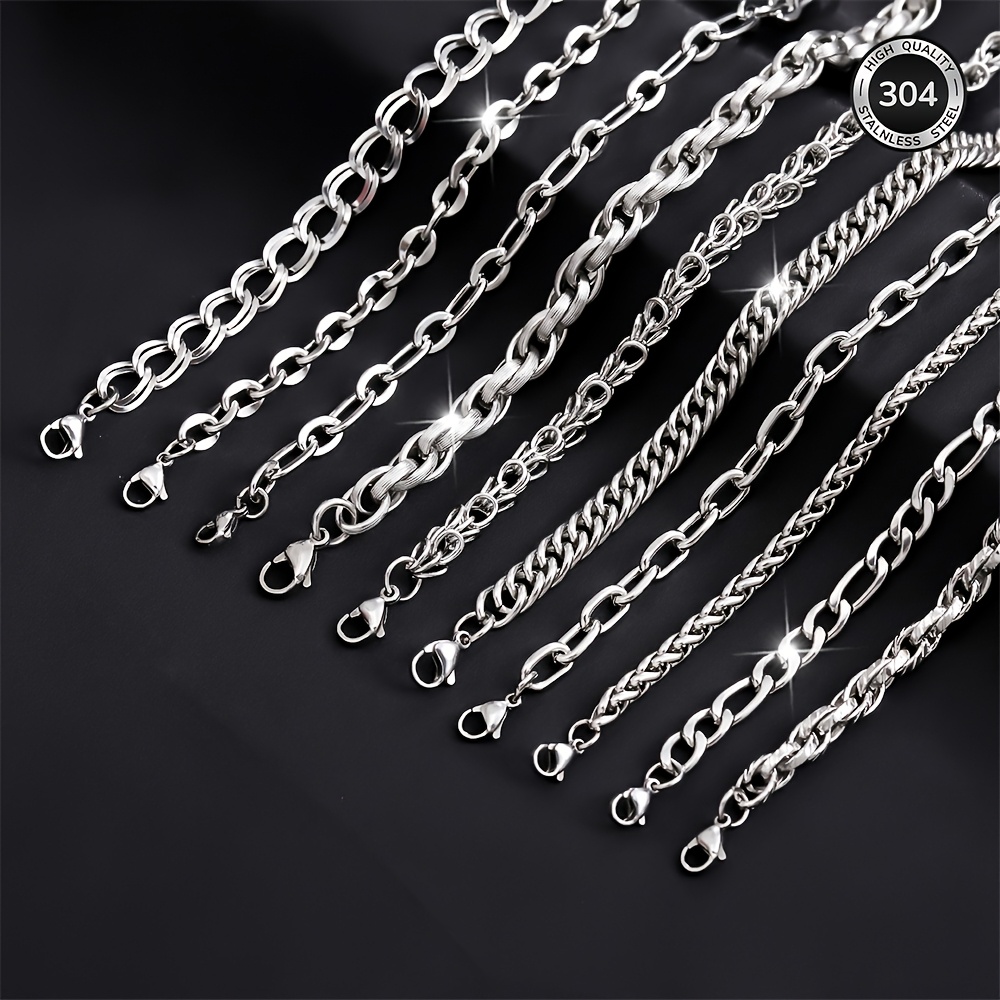 3pcs Men's 304 Stainless Steel Hip Hop Chunky Bracelet Set