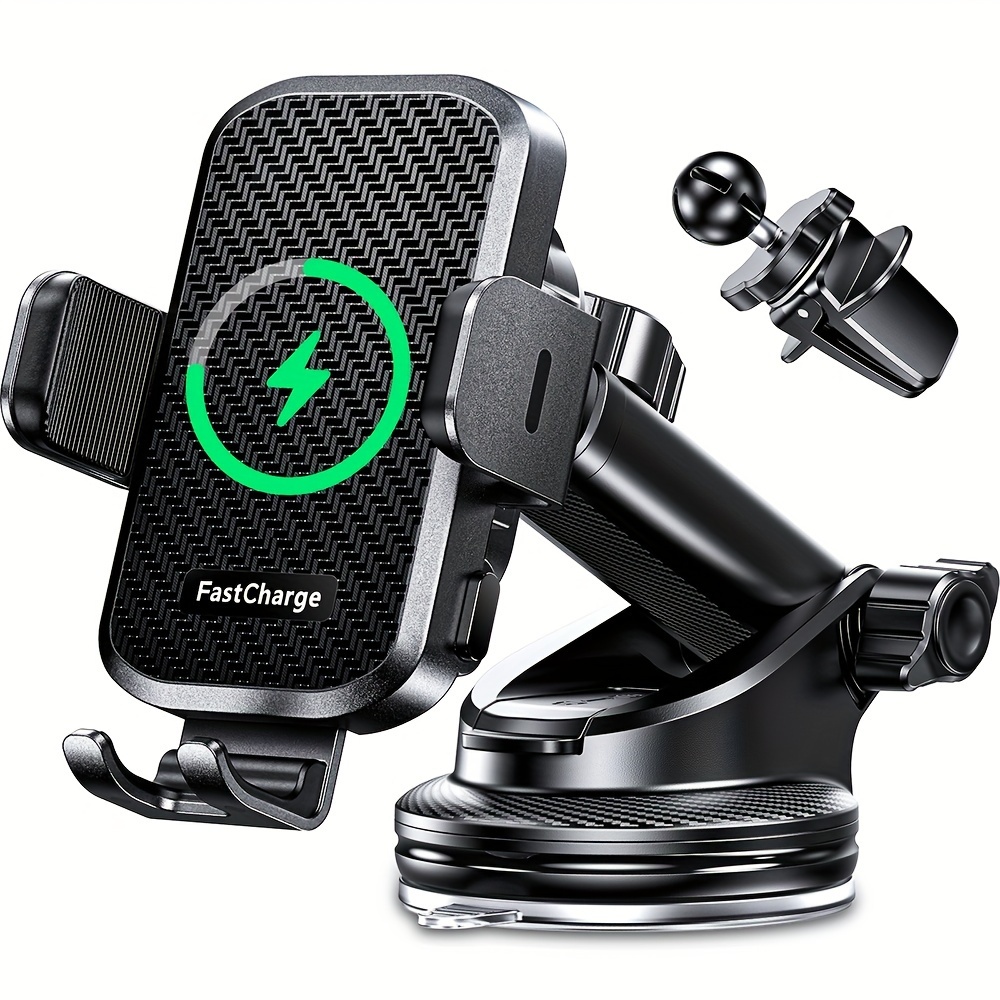 

Wireless Car Charger With Phone Holder Mount, 15w Fast Charging Auto Clamping Phone Holders For You Car Windshield Dashboard Accessories For Iphone, Samsung , , Etc