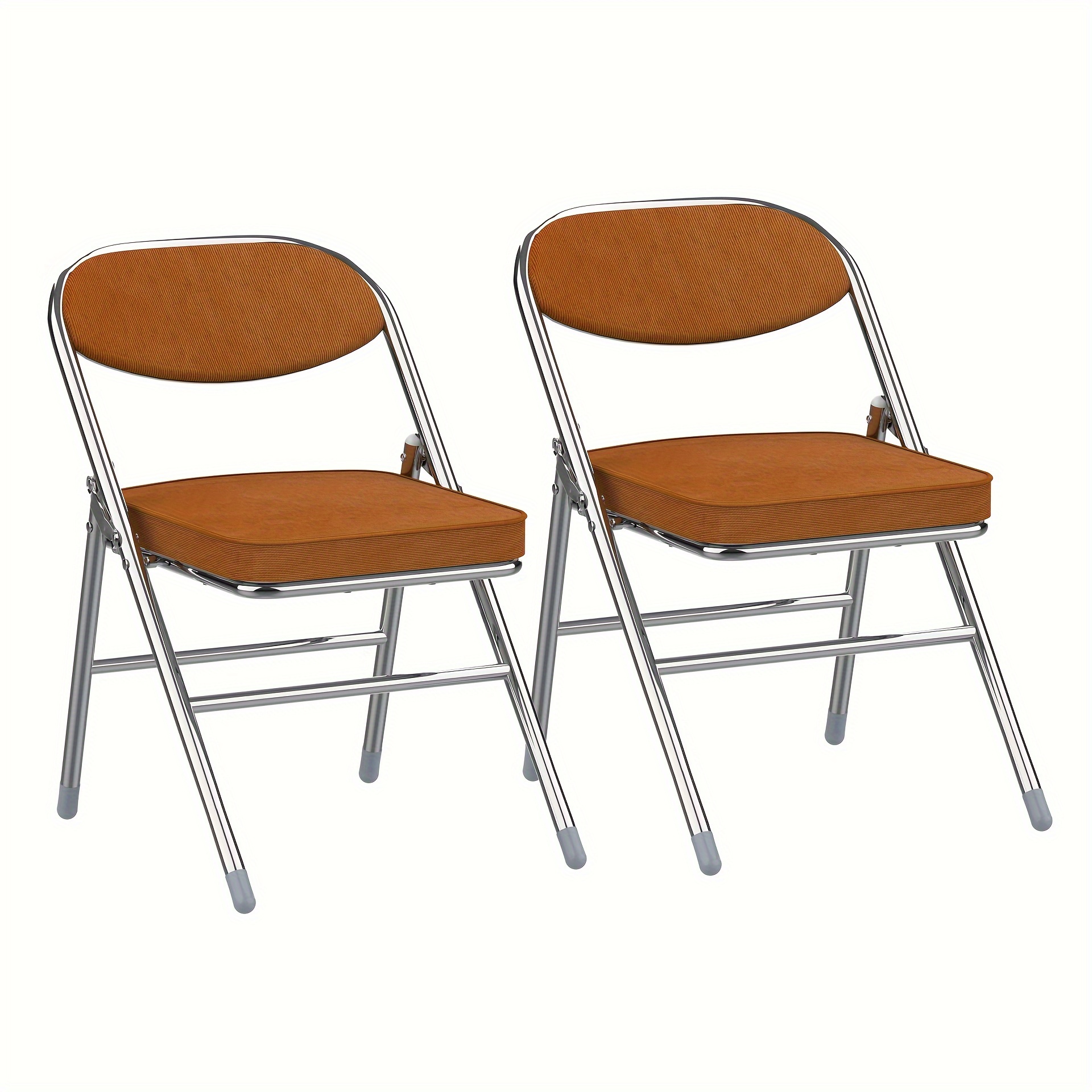 Folding Dining Chairs, Set Of 2 Folding Chairs Made Of Flannel Fabric And , Stable Folding Chair With Guests Or Outdoor Events, Brown, 46 X 41 X 80, 3cm