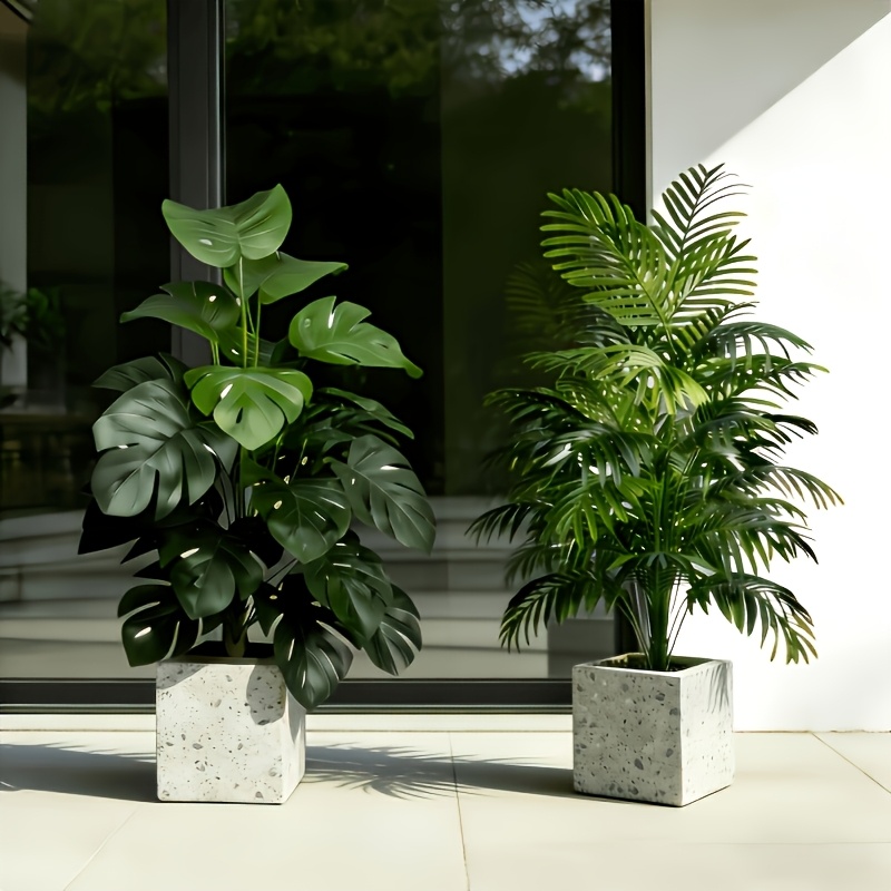 2pcs 40-inch Large Artificial Greenery Simulation Plants – Faux Greenery – Realistic Green Leaves | Indoor Outdoor Multi-scene Placement, Suitable For Home, Courtyard, Office, Weddings, Balcony