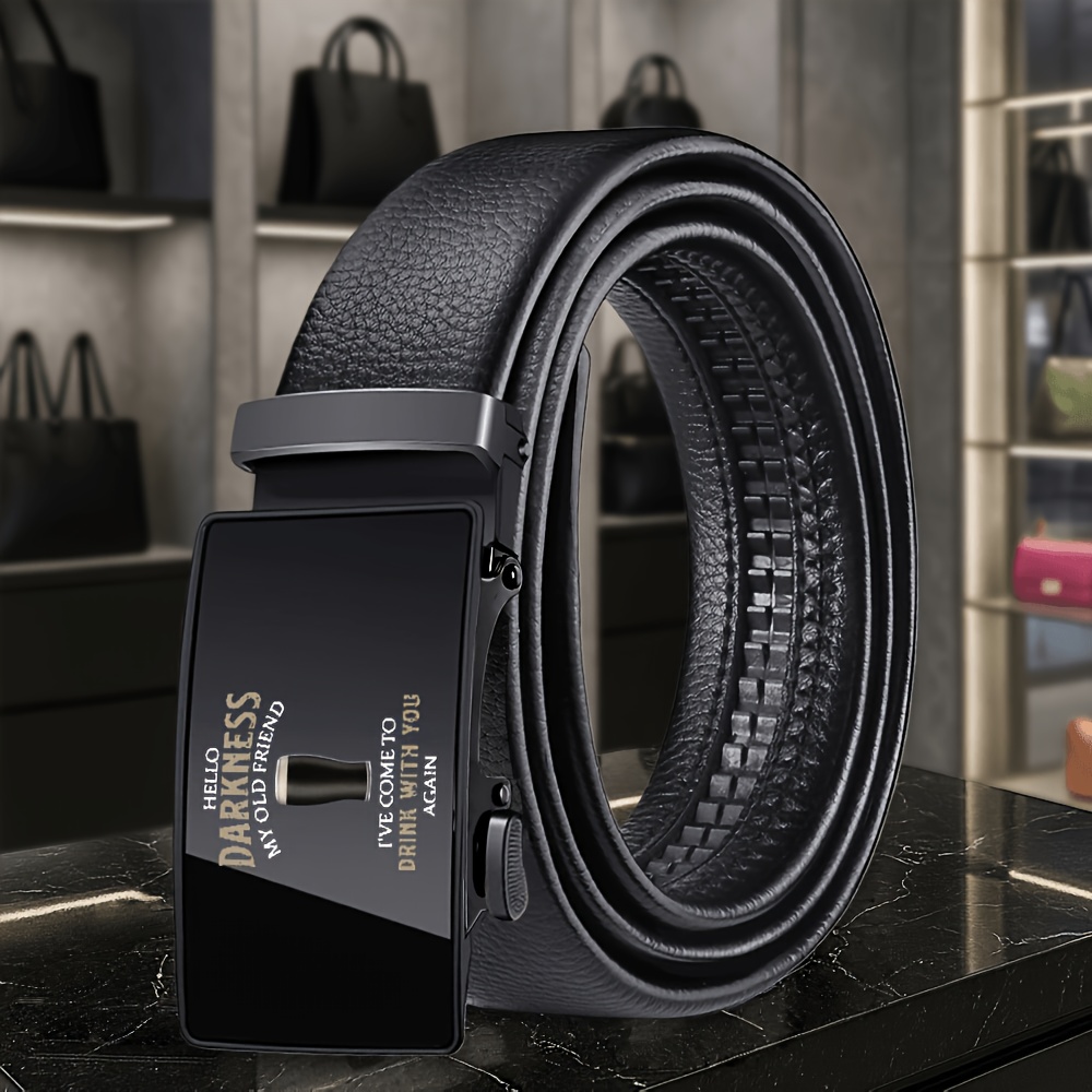 TEMU Kenwood Black Lager Men's Casual Automatic Belt, Suitable For Daily Shopping, Office Commute, Casual Gatherings, Golf Activities, And More,