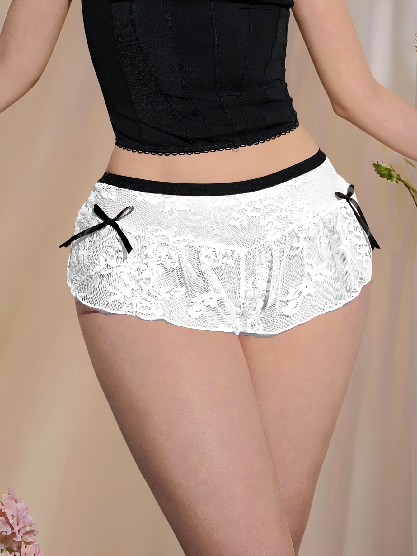 1-Pack Sexy Floral Lace Women'S Triangle Panties with Ruffle Design And Bow Trim, Breathable Comfort, Perfect for Beach Parties, Easter, And Women'S Underwear 26SS - Image 7