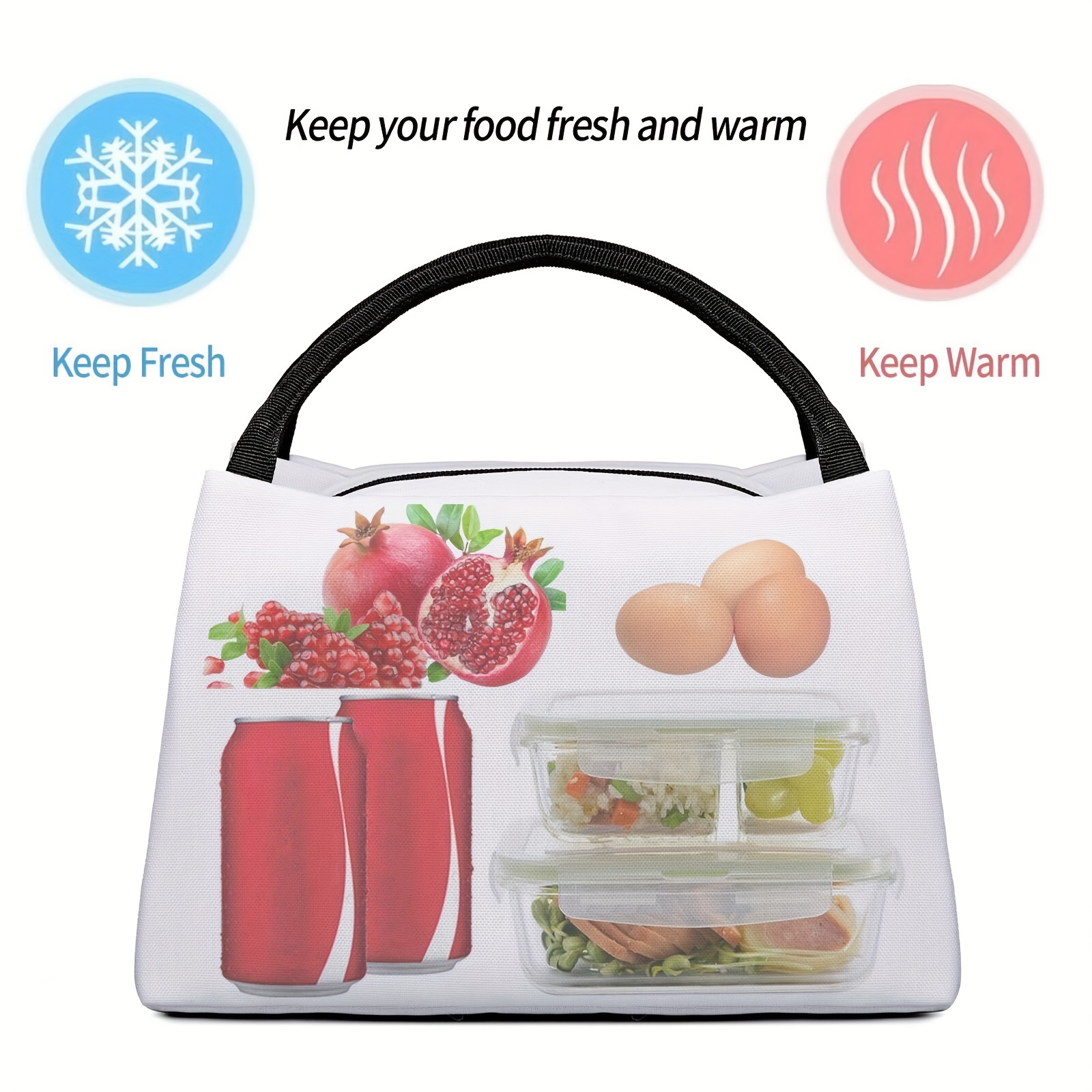 Thermal Insulation Lunch Bag, Reusable Large Tote With Insulated Zip ...