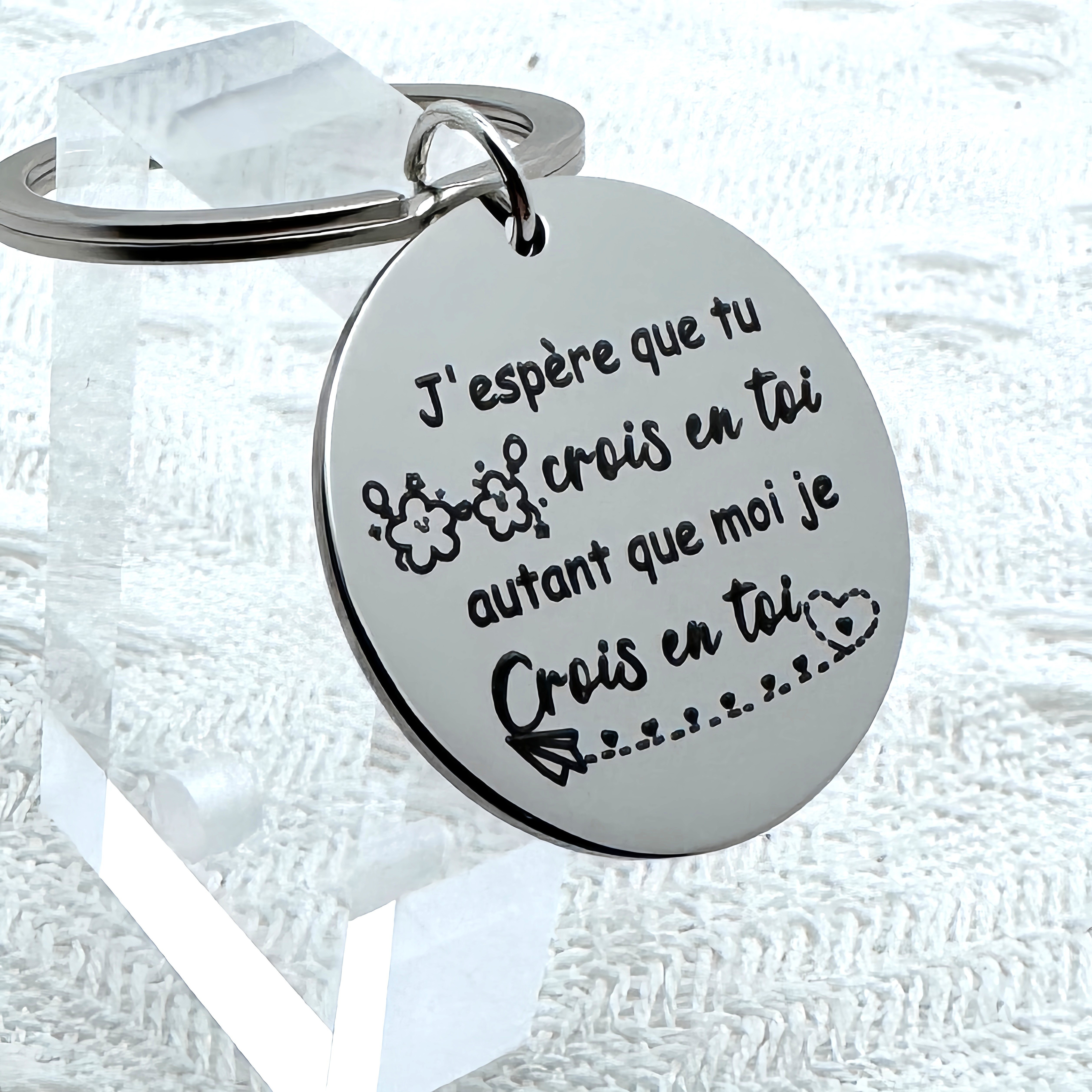 

Inspirational French Quote Stainless Steel Keychain - For , Colleagues &