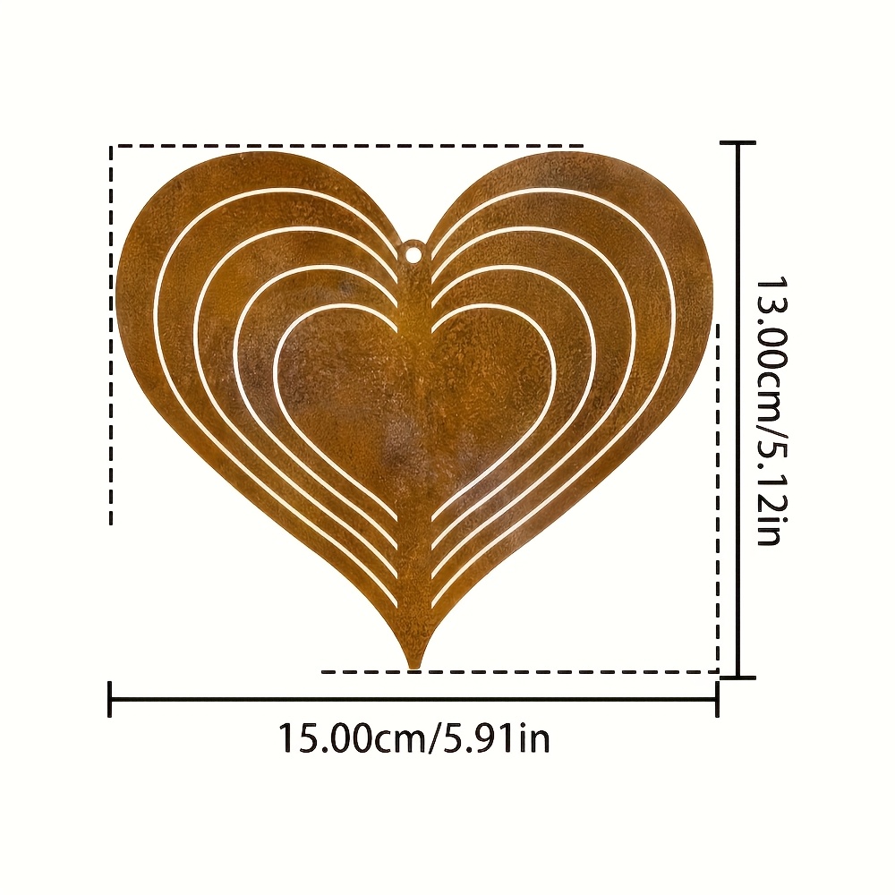 E-shop Vintage Rustikale Metall Herz Spiral Windspiel - 3D Spiral Design, Eisen Hänge Deko für Thanksgiving, Weihnachten, Garten, Terrasse, Balkon -
