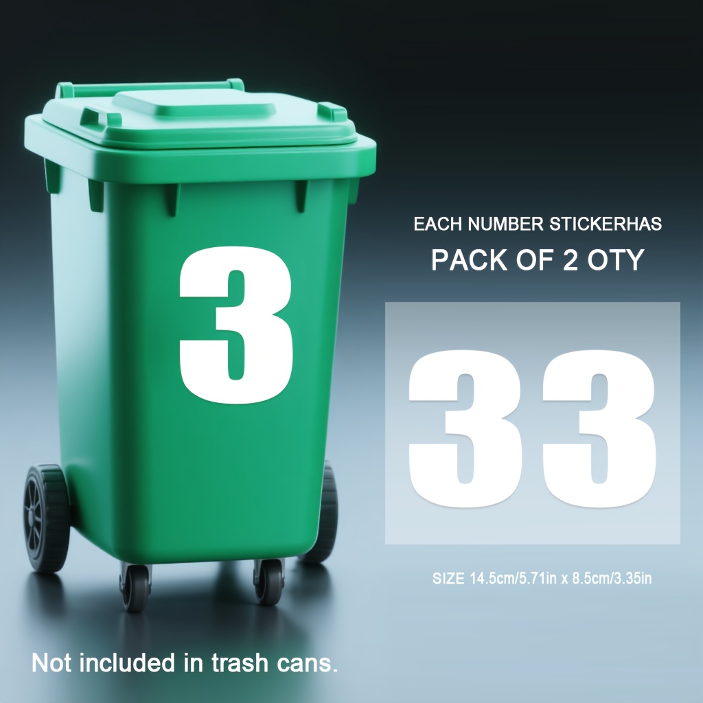 Image of 2pcs Heavy-duty Stickers - 5.7" (14.5cm) Self-adhesive Trash Bin Labels | Commercial Grade, No Residue | Ideal For Wheeled Dumpsters, Large Trash Cans, Car Bins, Garage Organization