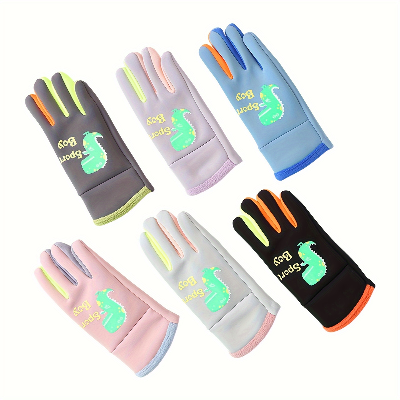 

Gants thermiques à doigts complets - 1 pièce, , doublés en , -vent, résistants à , antidérapants, poignet élastique, /hiver, ski, cyclisme, taille 3-14 ans